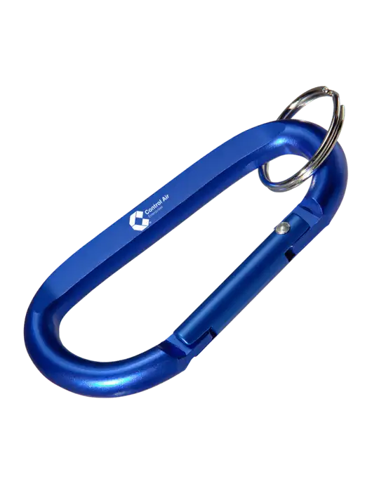 Blue Carabiner & Key Ring w/Control Air Enterprises Logo