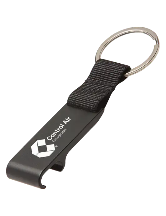 Black Bottle Opener & Key Ring w/Control Air Enterprises Logo