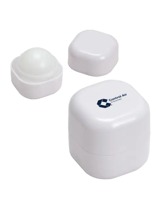 White Chap Cube Vanilla Lip Balm w/Control Air Enterprises Logo