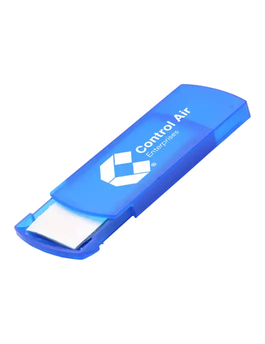 Slide Right Blue Bandage Dispenser w/Control Air Enterprises Logo