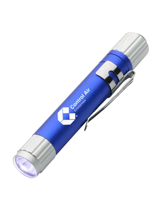 Blue Aluminum LED Penlight w/Control Air Enterprises Logo