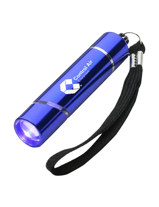 Blue Aluminum Scope LED Flashlight w/Control Air Enterprises Logo