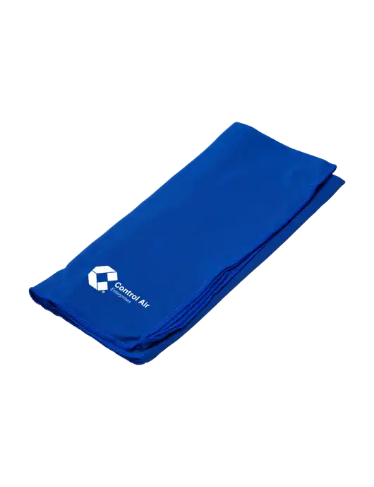 Eclipse Blue Copper Infused Cooling Towel w/Control Air Enterprises Logo