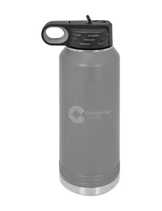 Polar Camel 32 oz Powder Coated Grey Vacuum Insulated Water Bottle w/Control Air Enterprises Logo
