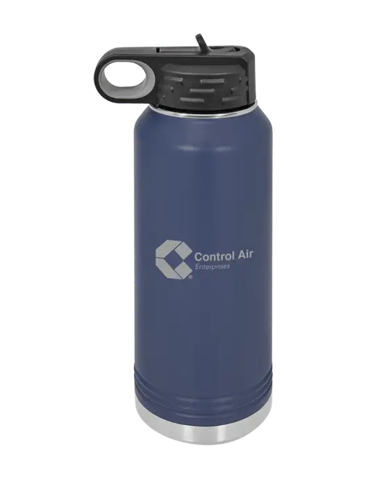Polar Camel 32 oz Powder Coated Navy Vacuum Insulated Water Bottle w/Control Air Enterprises Logo