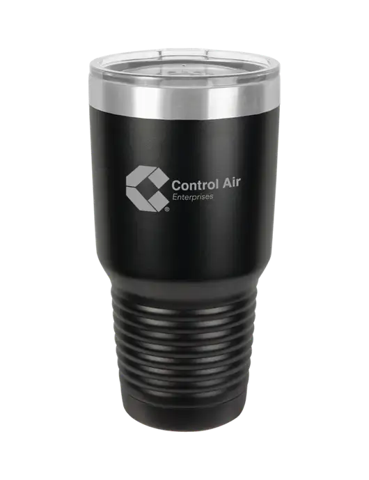 Polar Camel 30 oz Powder Coated Black Vacuum Insulated Tumbler w/Control Air Enterprises Logo