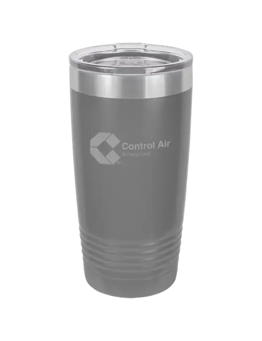 Polar Camel 20 oz Powder Coated Grey Vacuum Insulated Tumbler  w/Control Air Enterprises Logo