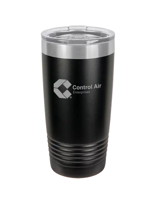 Polar Camel 20 oz Powder Coated Black Vacuum Insulated Tumbler w/Control Air Enterprises Logo