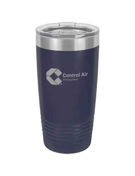 Polar Camel 20 oz Powder Coated Navy Vacuum Insulated Tumbler w/Control Air Enterprises Logo
