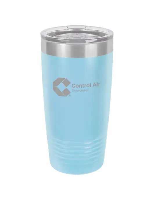 Polar Camel 20 oz Powder Coated Light Blue Vacuum Insulated Tumbler w/Control Air Enterprises Logo