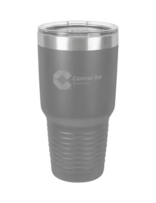 Polar Camel 30 oz Powder Coated Grey Vacuum Insulated Tumbler w/Control Air Enterprises Logo