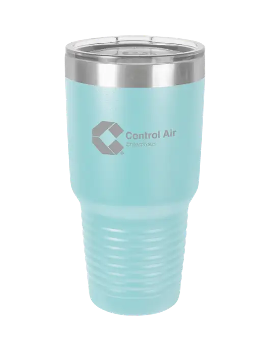 Polar Camel 30 oz Powder Coated Light Blue Vacuum Insulated Tumbler w/Control Air Enterprises Logo