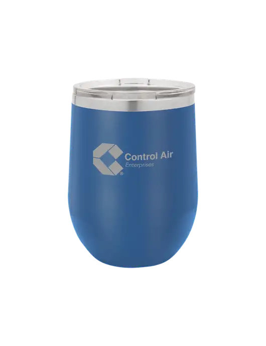 Polar Camel 12 oz Powder Coated Royal Vacuum Insulated Stemless Wine Tumbler w/Control Air Enterprises Logo