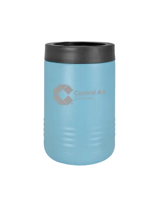 Polar Camel 12 oz Powder Coated Light Blue Vacuum Insulated Beverage Holder w/Control Air Enterprises Logo