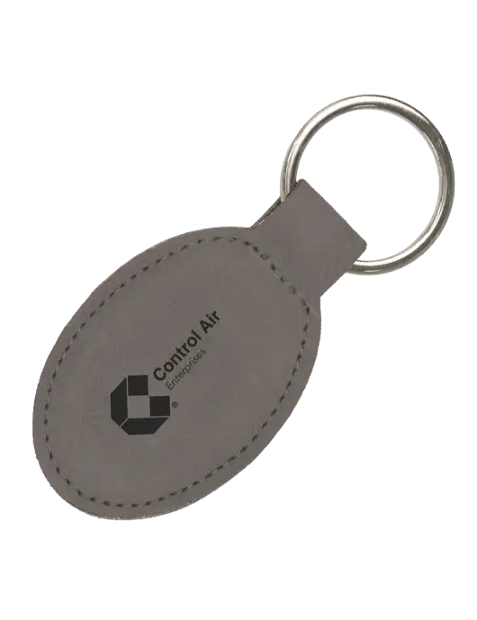 Grey Leatherette Oval Keychain w/Control Air Enterprises Logo