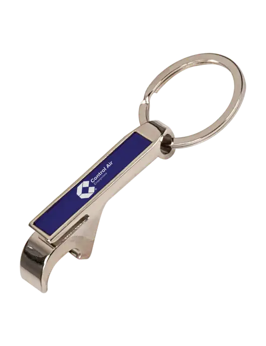 Blue Bottle Opener Keychain w/Control Air Enterprises Logo