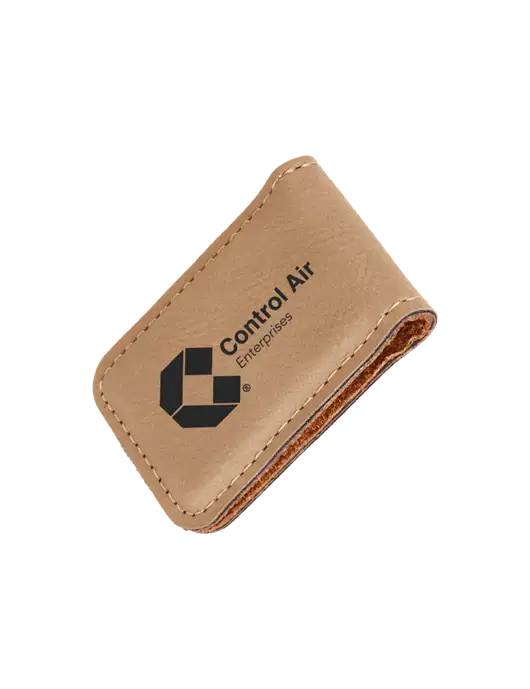Tan Leatherette Money Clip w/Control Air Enterprises Logo