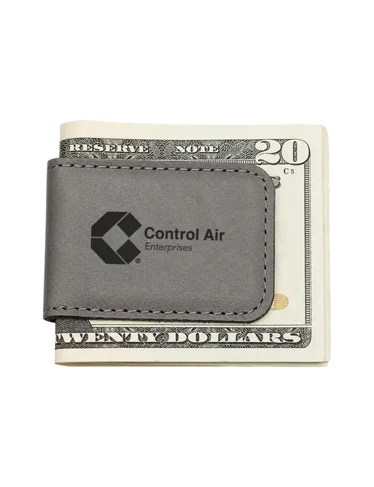 Gray Leatherette Money Clip w/Control Air Enterprises Logo