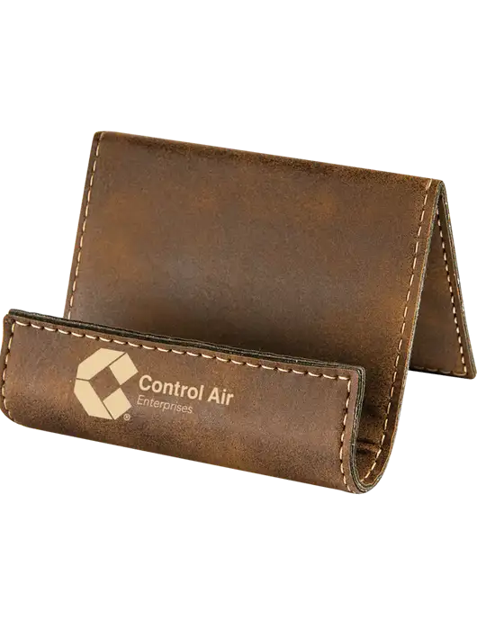 Rustic Leatherette Card & Phone Holder w/Control Air Enterprises Logo