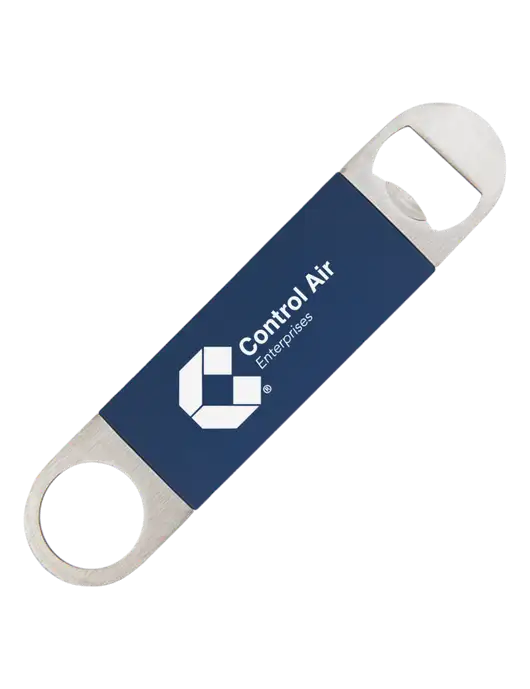 Navy Bottle Opener with Silicone Grip w/Control Air Enterprises Logo
