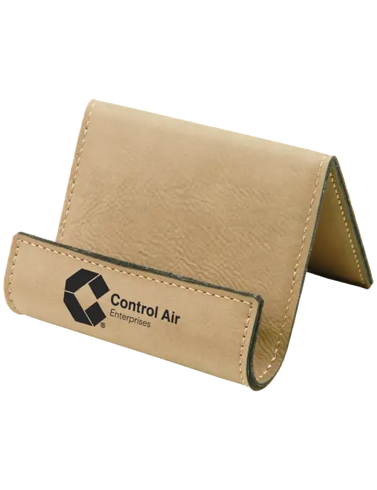 Tan Leatherette Card & Phone Holder w/Control Air Enterprises Logo