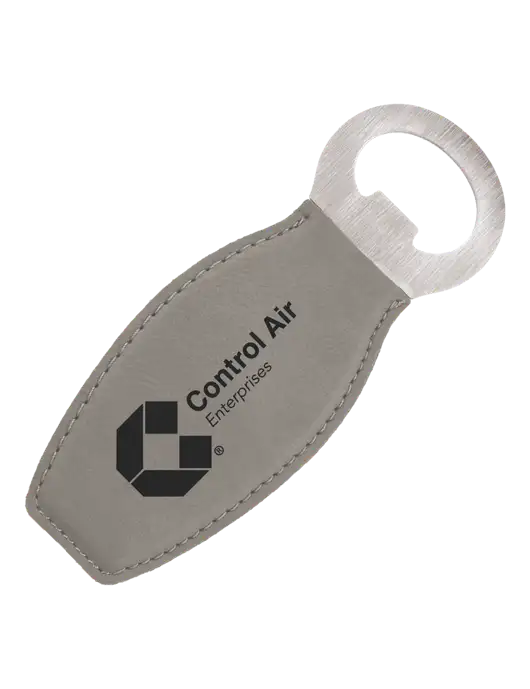 Grey Leatherette Bottle Opener with Magnet w/Control Air Enterprises Logo