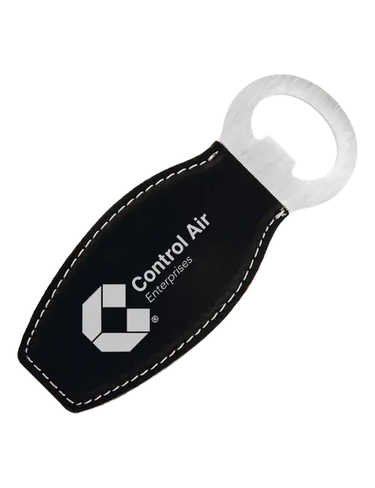 Black Leatherette Bottle Opener with Magnet w/Control Air Enterprises Logo