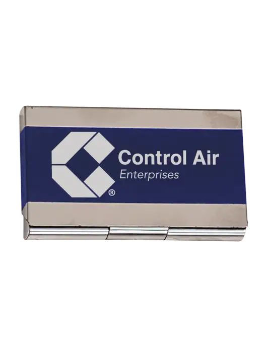 Blue 3.75 x 2.5 Business Card Holder w/Control Air Enterprises Logo
