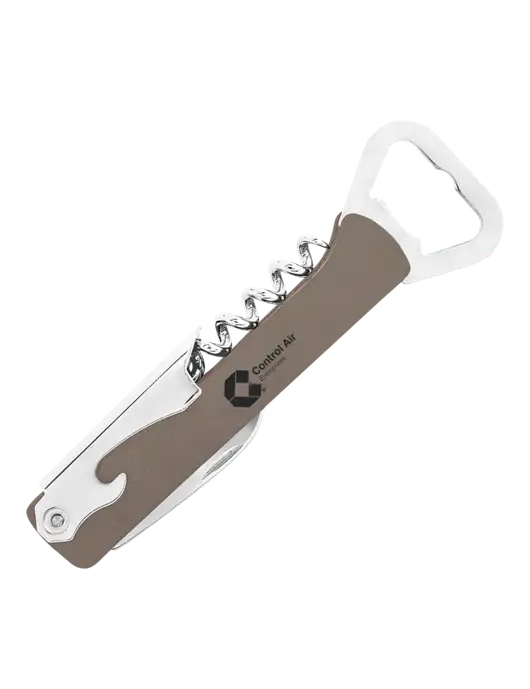 Grey Leatherette Wine Bottle Opener w/Control Air Enterprises Logo
