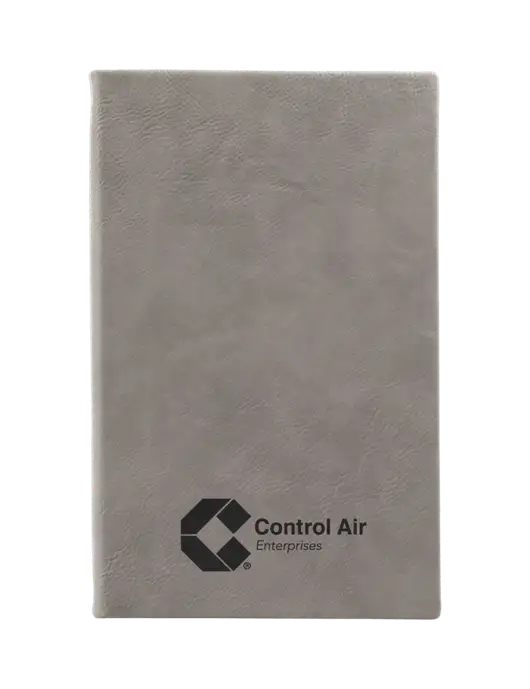 Grey Leatherette 5.25 x 8.25 Journal w/Control Air Enterprises Logo
