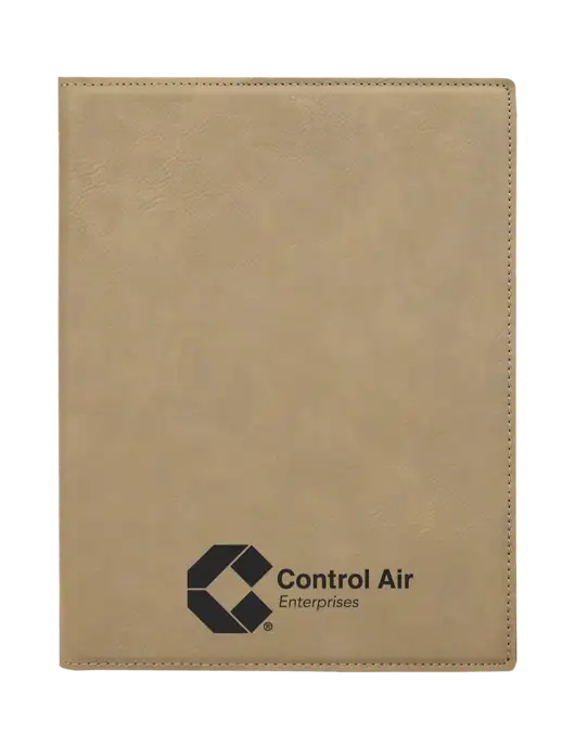 Tan Leatherette 7 x 9 Portfolio with Notepad w/Control Air Enterprises Logo