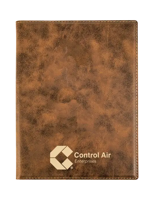 Rustic Leatherette 7 x 9 Portfolio with Notepad w/Control Air Enterprises Logo