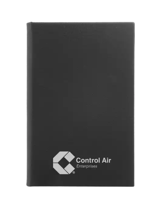 Black Leatherette 5.25 x 8.25 Journal w/Control Air Enterprises Logo