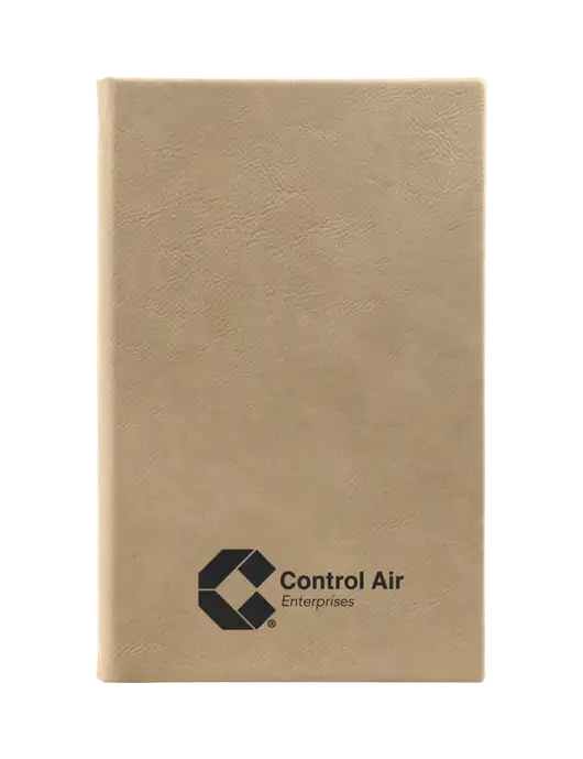 Tan Leatherette 5.25 x 8.25 Journal w/Control Air Enterprises Logo