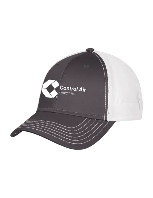Dark Grey/White Mesh Trucker Cap Snap Back w/Control Air Enterprises Logo