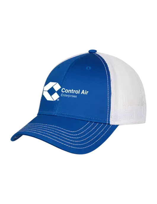 Royal & White Mesh Trucker Cap Snap Back w/Control Air Enterprises Logo