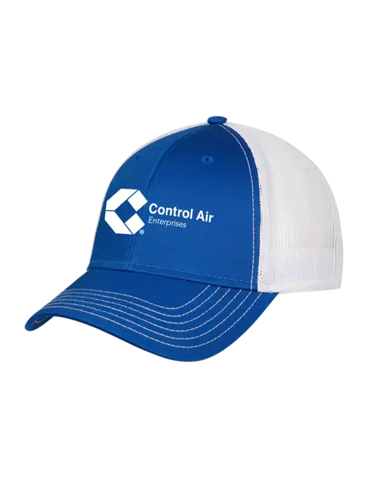 Royal/White Mesh Trucker Cap Snap Back w/Control Air Enterprises Logo