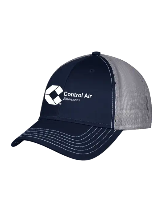 Navy & Grey Mesh Trucker Cap Snap Back w/Control Air Enterprises Logo