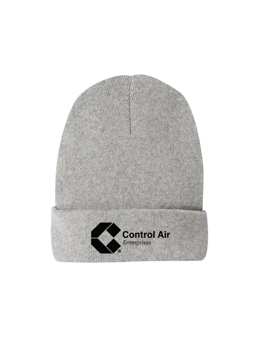 Recycled Light Heather Grey Beanie w/Control Air Enterprises Logo