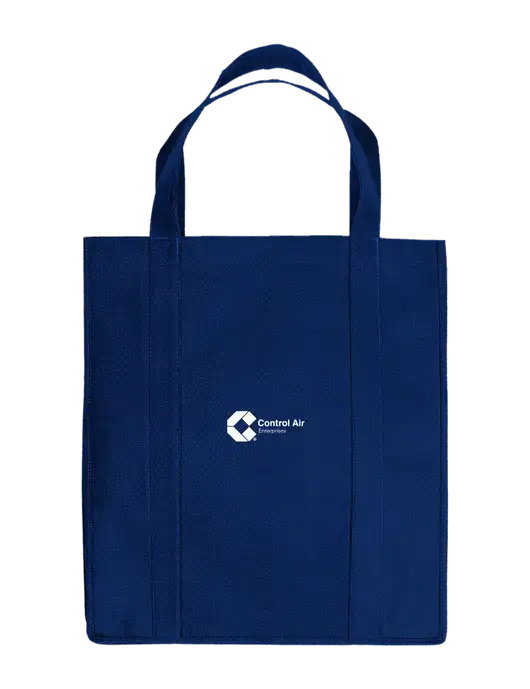 Eco Reusable Jumbo Navy Blue Shopping Bag w/Control Air Enterprises Logo