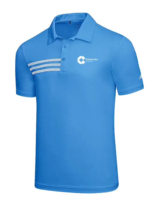 Adidas Carolina Blue 3 Stripes Chest Polo w/Control Air Enterprises Logo