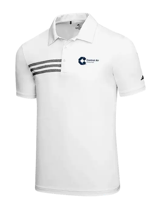 Adidas White 3 Stripes Chest Polo w/Control Air Enterprises Logo