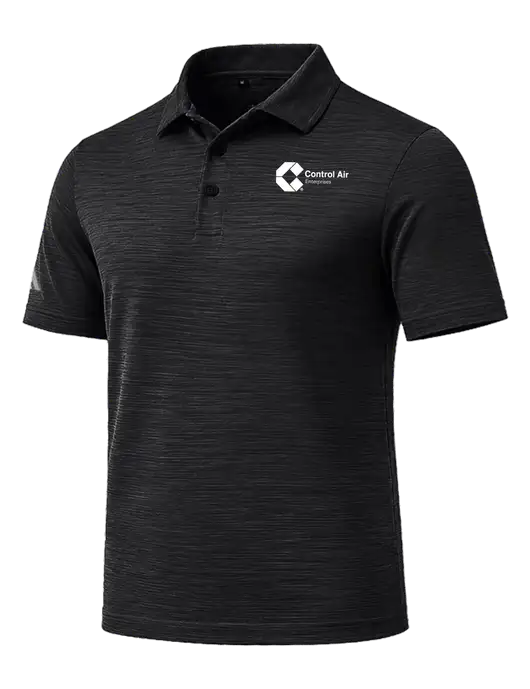 Adidas Black Textured Stripe Polo w/Control Air Enterprises Logo