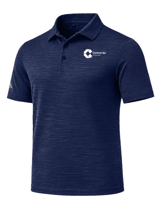 Adidas Navy Textured Stripe Polo w/Control Air Enterprises Logo