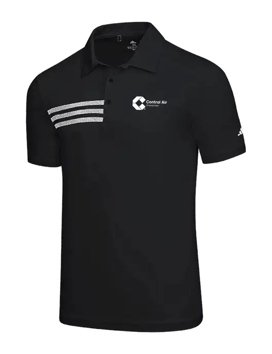 Adidas Black 3 Stripes Chest Polo w/Control Air Enterprises Logo