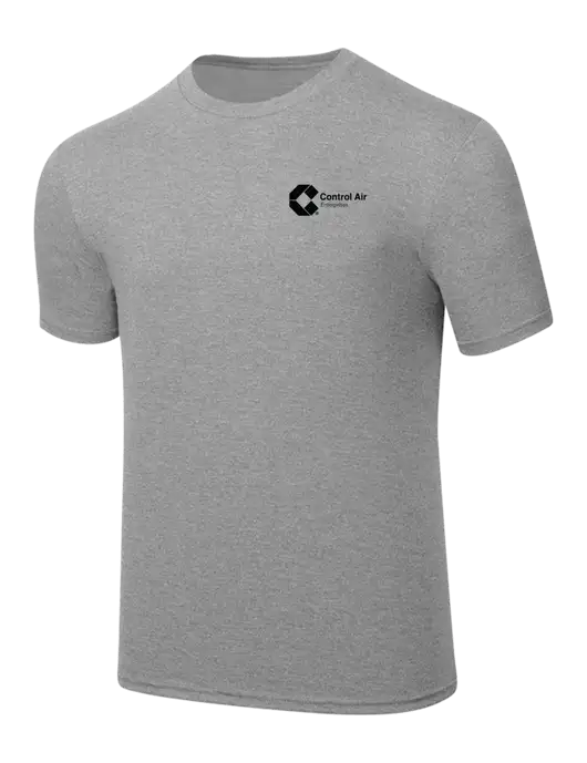Simply Soft Heathered Light Grey 4.5oz  Poly/Combed Ring Spun Cotton T-Shirt w/Control Air Enterprises Logo