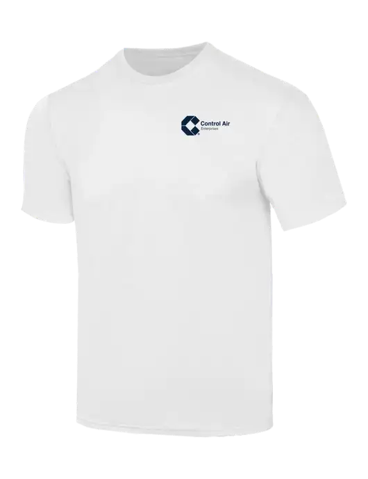 Simply Soft White 4.5oz  Poly/Combed Ring Spun Cotton T-Shirt w/Control Air Enterprises Logo