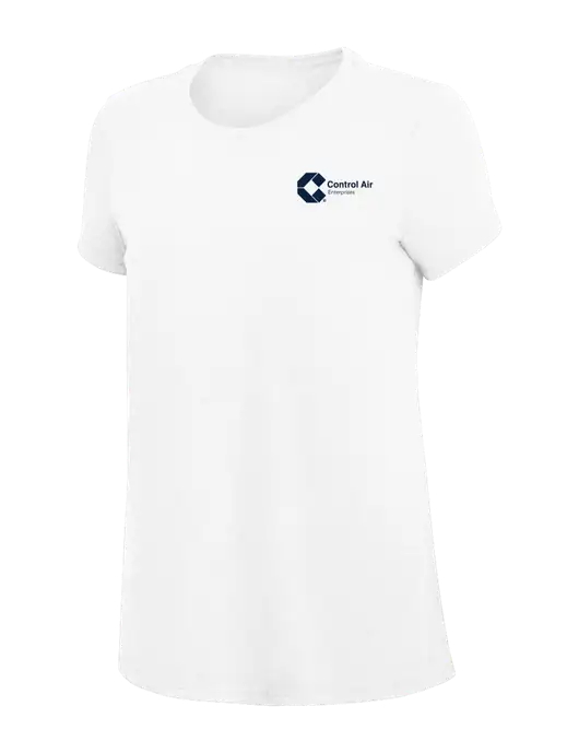 Womens Simply Soft White 4.5oz Poly/Combed Ring Spun Cotton T-Shirt
 w/Control Air Enterprises Logo