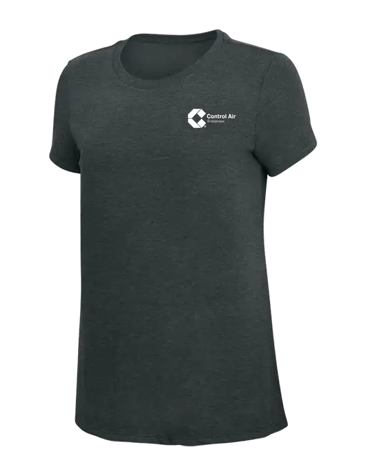 Womens Simply Soft Black Frost 4.5oz Poly/Combed Ring Spun Cotton T-Shirt w/Control Air Enterprises Logo