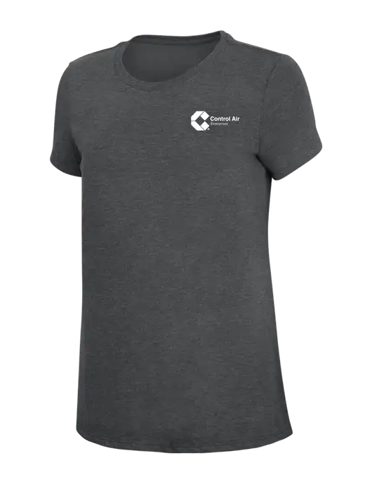 Womens Simply Soft Charcoal 4.5oz Poly/Combed Ring Spun Cotton T-Shirt w/Control Air Enterprises Logo